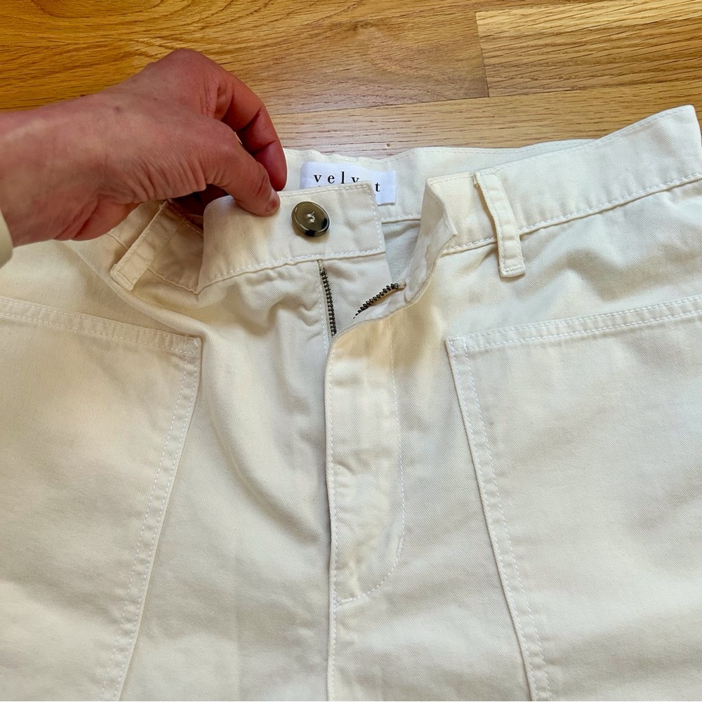 Velvet By Graham & Spencer Brylie Ivory Cotton Twill Pants - Picture 6 of 16